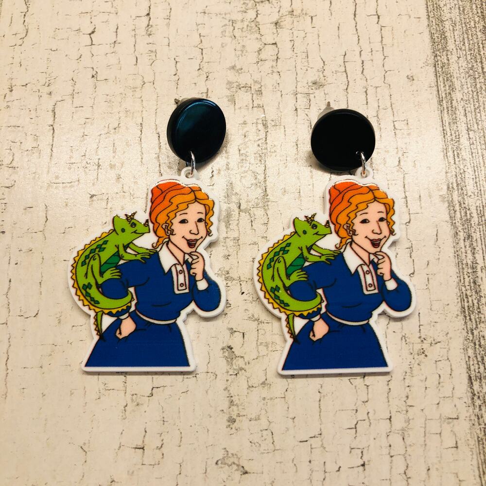 Magic School Bus MRs. Frizzle and Lizard Earrings NEW